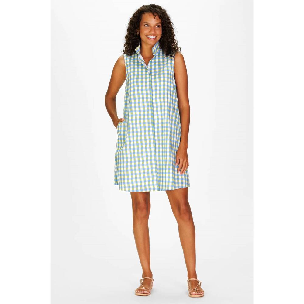 NEW DUFFIELD LANE jan dress in green & blue gingham